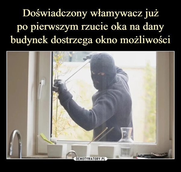 
    Doświadczony włamywacz już
po pierwszym rzucie oka na dany budynek dostrzega okno możliwości