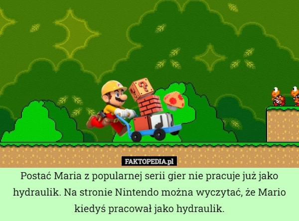 
    Postać Maria z popularnej serii gier nie pracuje już jako hydraulik. Na