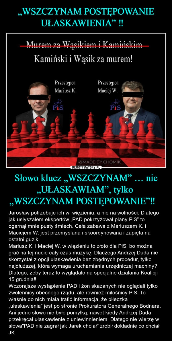 
    „WSZCZYNAM POSTĘPOWANIE UŁASKAWIENIA” ‼️ Słowo klucz „WSZCZYNAM” … nie „UŁASKAWIAM”, tylko  „WSZCZYNAM POSTĘPOWANIE”‼️