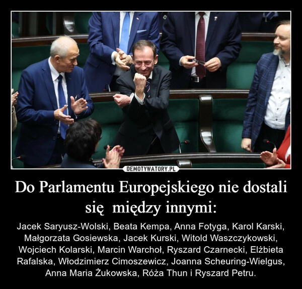 
    Do Parlamentu Europejskiego nie dostali się  między innymi: