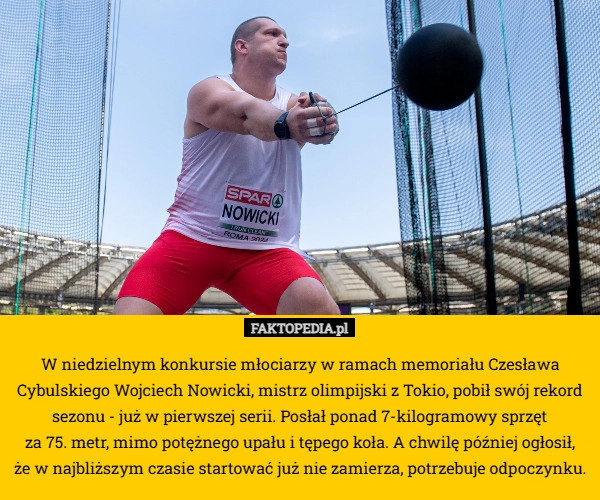 
    W niedzielnym konkursie młociarzy w ramach memoriału Czesława Cybulskiego