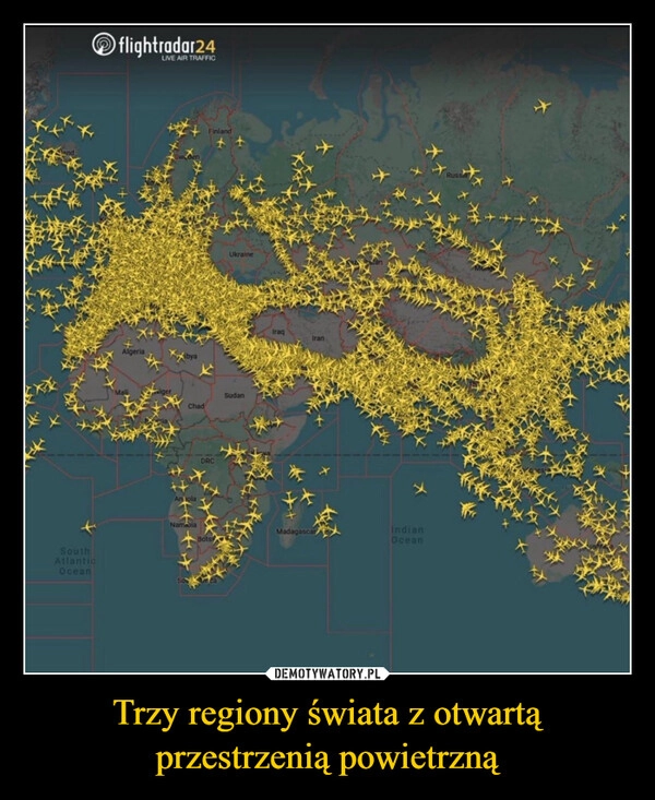 
    Trzy regiony świata z otwartą przestrzenią powietrzną