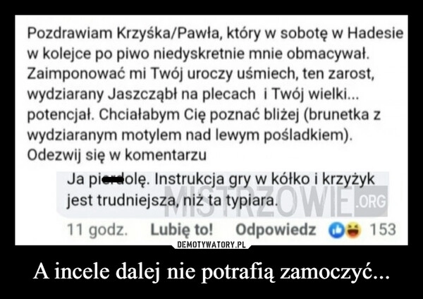 
    A incele dalej nie potrafią zamoczyć...