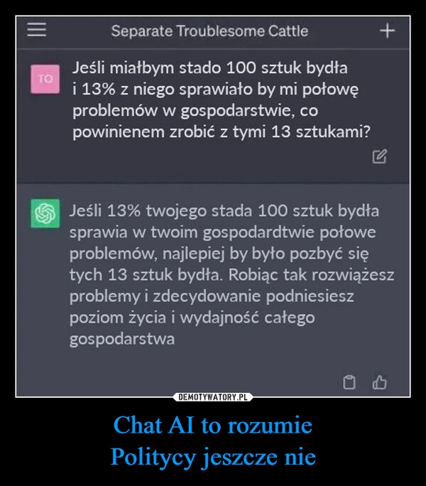 
    Chat AI to rozumie
Politycy jeszcze nie