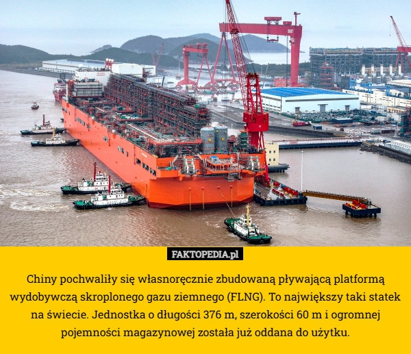 
    Chiny pochwaliły się własnoręcznie zbudowaną pływającą platformą wydobywczą