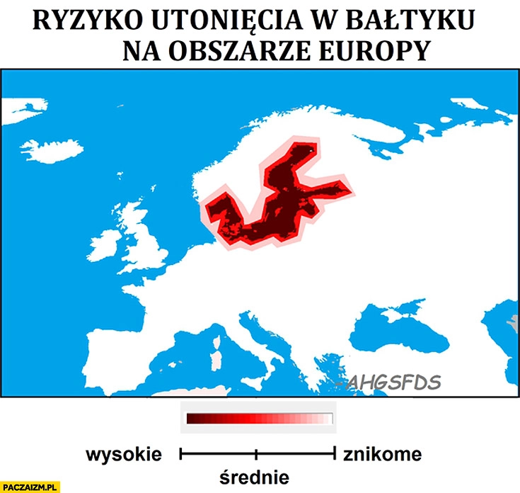 
    Ryzyko utonięcia w Bałtyku na obszarze Europy mapa wykres mapka