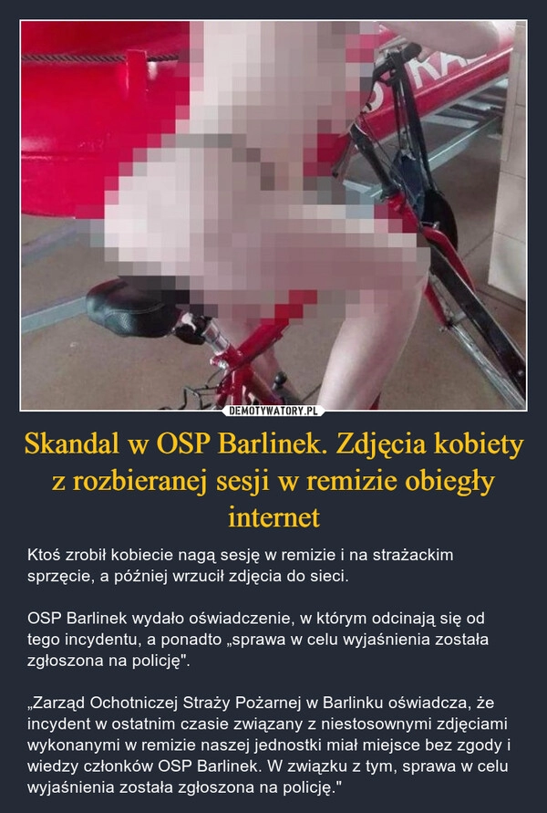 
    Skandal w OSP Barlinek. Zdjęcia kobiety z rozbieranej sesji w remizie obiegły internet