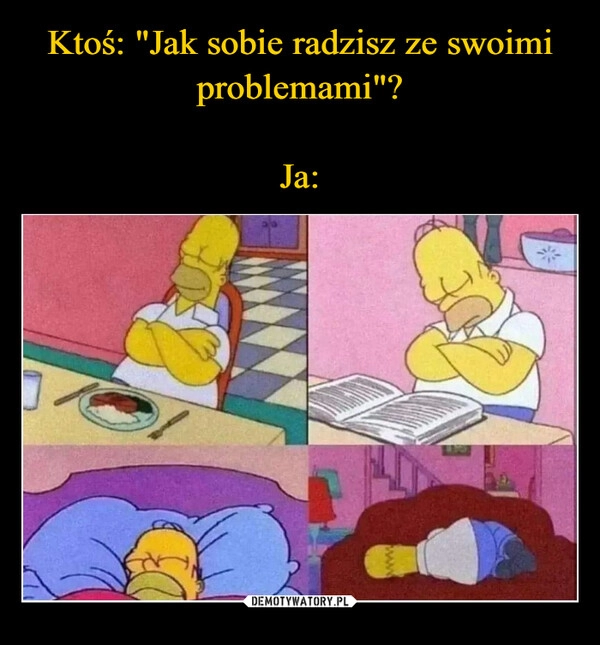 
    
Ktoś: "Jak sobie radzisz ze swoimi problemami"?
Ja: 