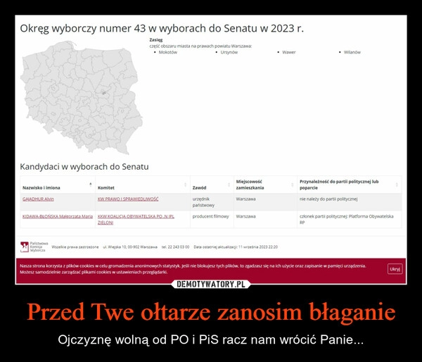 
    Przed Twe ołtarze zanosim błaganie