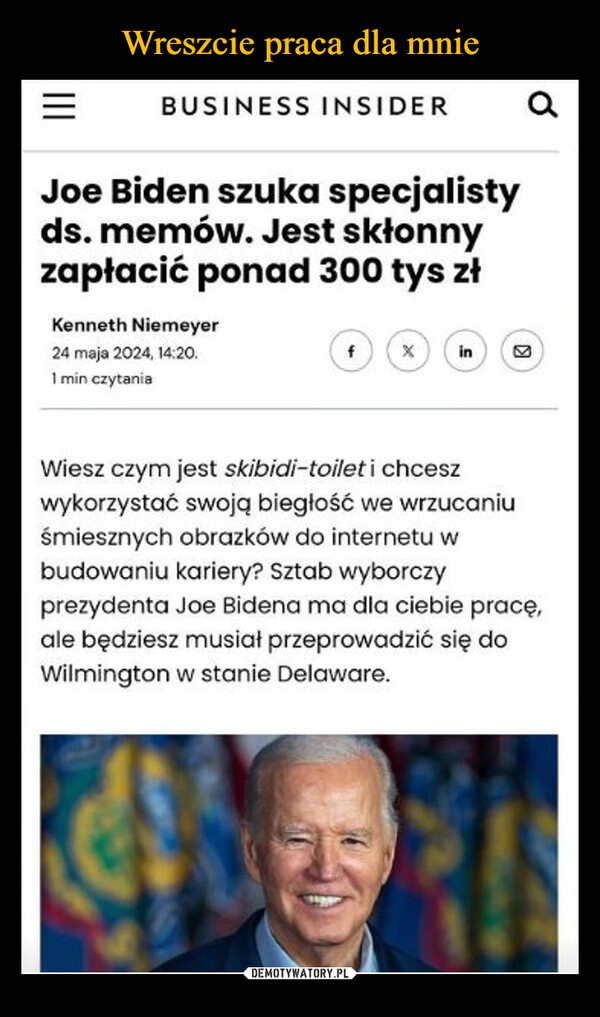 
    Wreszcie praca dla mnie