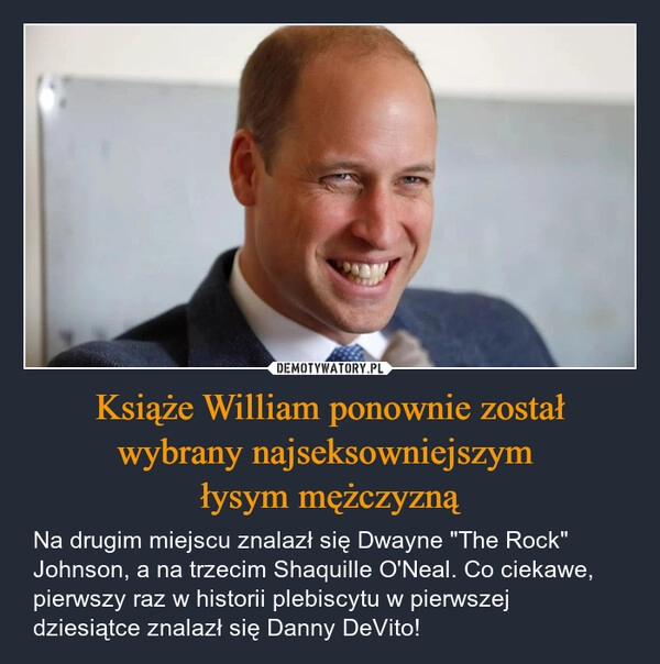 
    Książe William ponownie został wybrany najseksowniejszym 
łysym mężczyzną