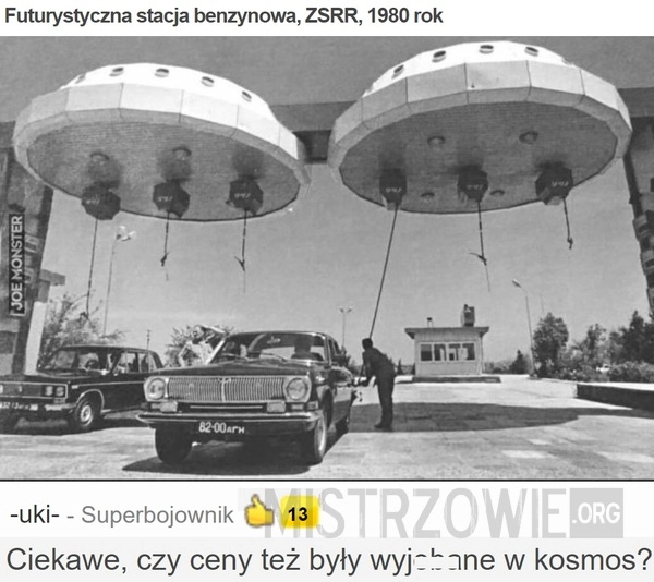 
    Futurystyczna stacja benzynowa, ZSRR, 1980 rok