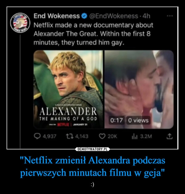 
    "Netflix zmienił Alexandra podczas pierwszych minutach filmu w geja"