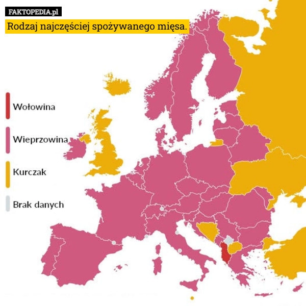 
    Rodzaj najczęściej spożywanego mięsa.