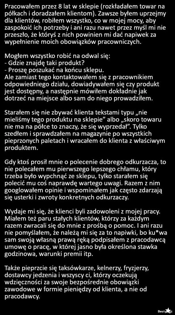 
    Kwestia napiwków 