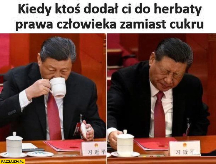 
    Xi Jinping kiedy ktoś dodał ci do herbaty prawa człowieka zamiast cukru