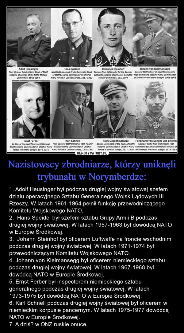 
    Nazistowscy zbrodniarze, którzy uniknęli trybunału w Norymberdze: