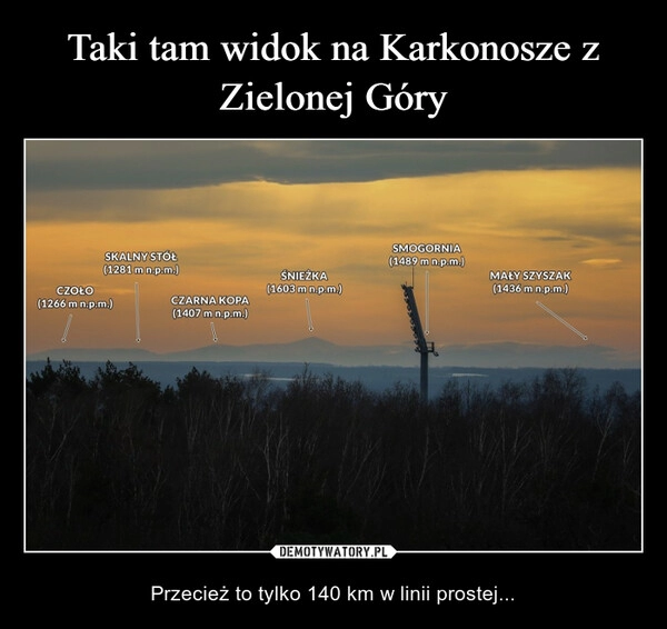 
    Taki tam widok na Karkonosze z Zielonej Góry 