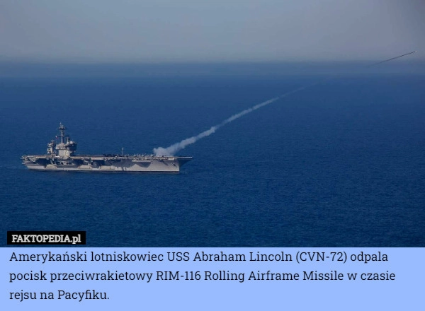 
    Amerykański lotniskowiec USS Abraham Lincoln (CVN-72) odpala pocisk przeciwrakietowy