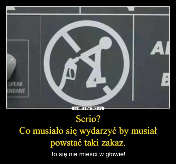 
    Serio?
Co musiało się wydarzyć by musiał powstać taki zakaz.