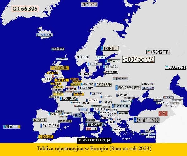 
    Tablice rejestracyjne w Europie (Stan na rok 2023)