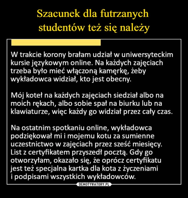 
    Szacunek dla futrzanych 
studentów też się należy