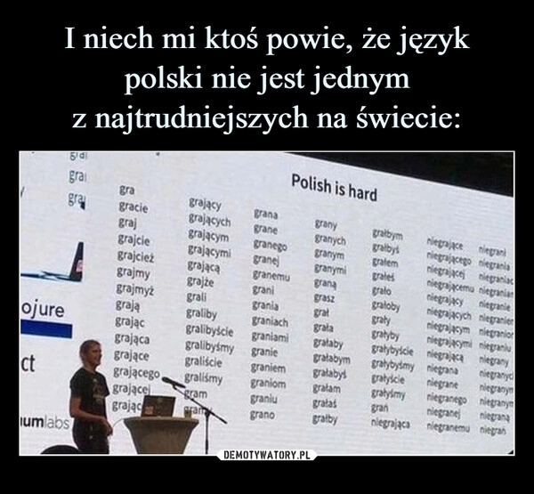 
    I niech mi ktoś powie, że język polski nie jest jednym
z najtrudniejszych na świecie: