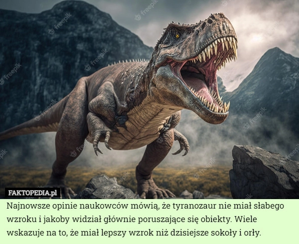 
    Najnowsze opinie naukowców mówią, że tyranozaur nie miał słabego wzroku