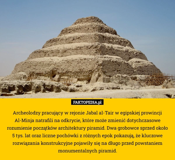 
    Archeolodzy pracujący w rejonie Jabal al-Tair w egipskiej prowincji Al-Minja