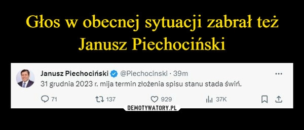 
    Głos w obecnej sytuacji zabrał też Janusz Piechociński