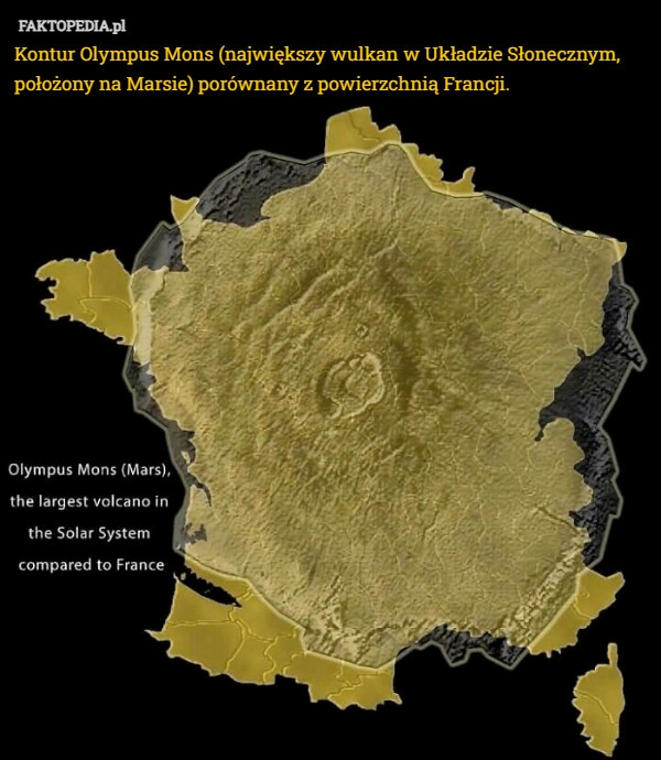 
    Kontur Olympus Mons (największy wulkan w Układzie Słonecznym, położony na