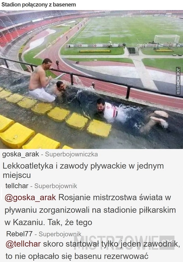 
    Stadion połączony z basenem