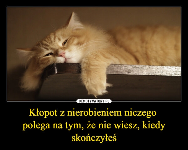 
    Kłopot z nierobieniem niczego 
polega na tym, że nie wiesz, kiedy skończyłeś