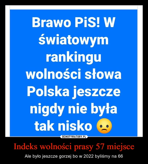 
    Indeks wolności prasy 57 miejsce