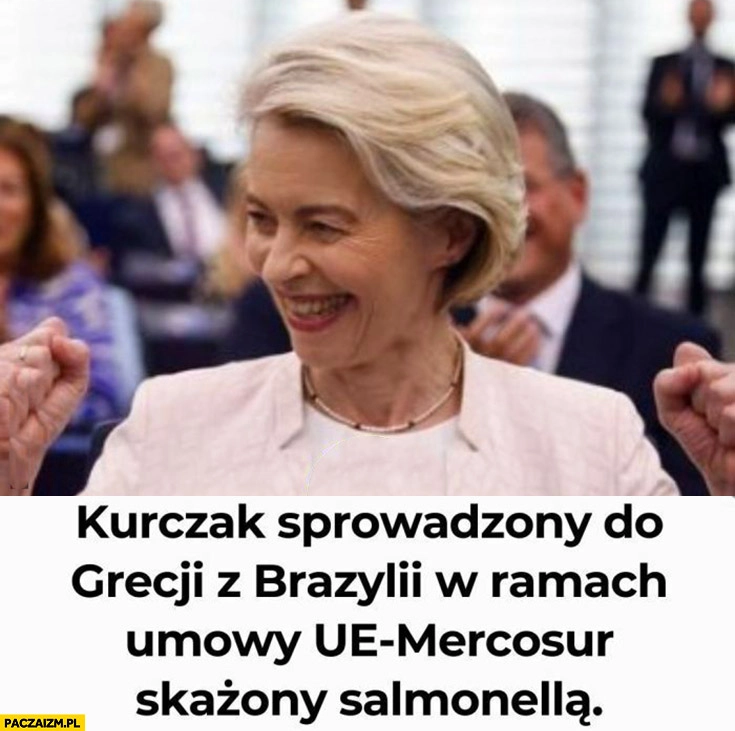 
    Kurczak sprowadzony do Grecji z Brazylii w ramach umowy UE-Mercosur skazony salmonellą von der leyen