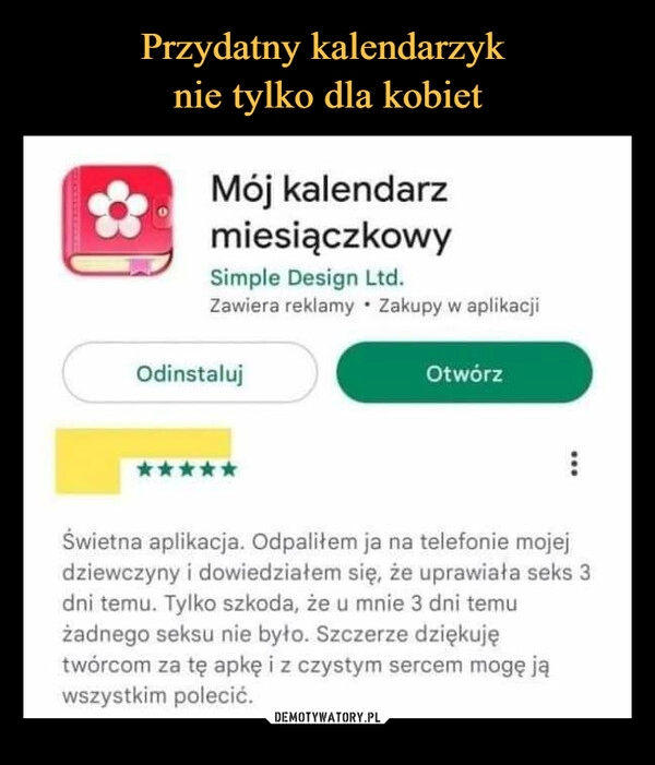 
    Przydatny kalendarzyk 
nie tylko dla kobiet