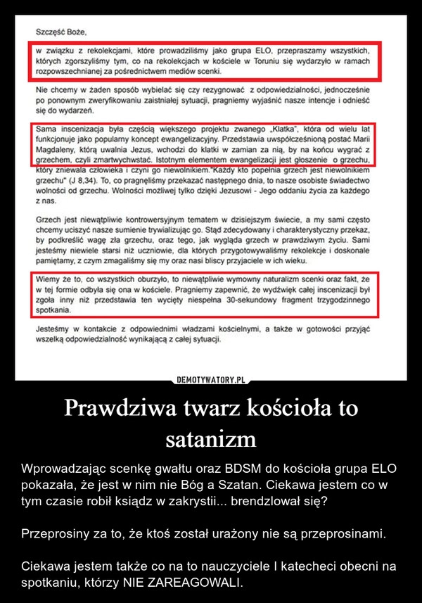 
    Prawdziwa twarz kościoła to satanizm