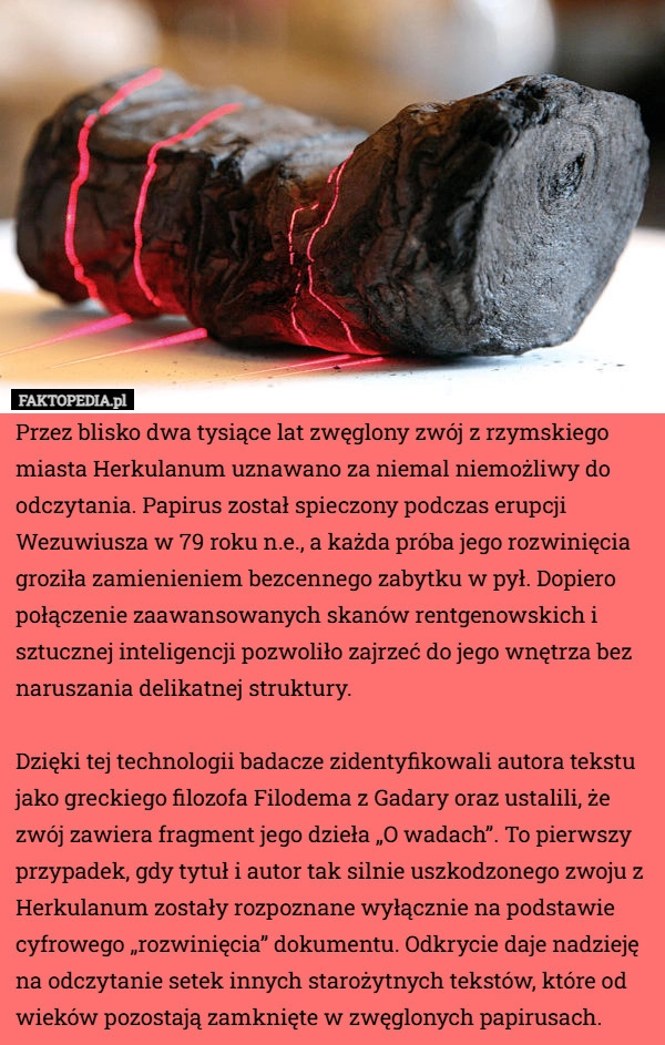 Przez blisko dwa tysiące lat zwęglony zwój z rzymskiego miasta Herkulanum