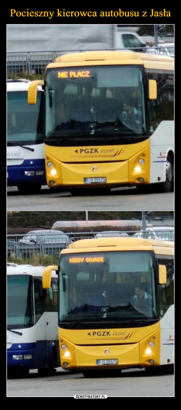 
    Pocieszny kierowca autobusu z Jasła