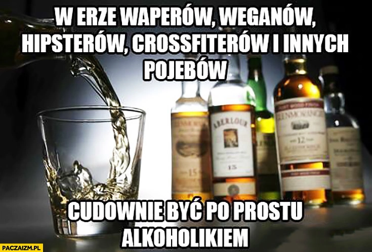
    W erze waperów, weganów, hipsterów, crossfiterów cudownie być po prostu alkoholikiem