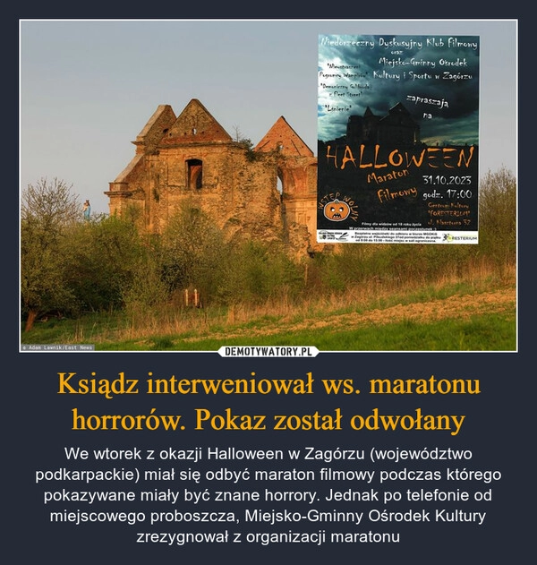 
    Ksiądz interweniował ws. maratonu horrorów. Pokaz został odwołany