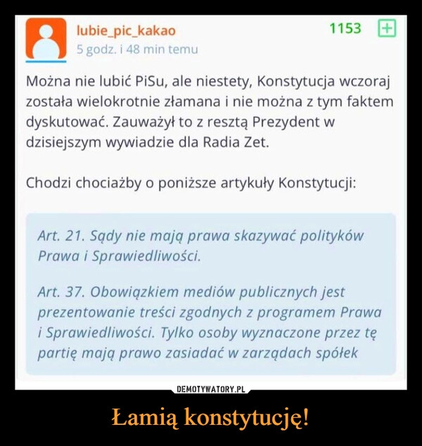 
    Łamią konstytucję!