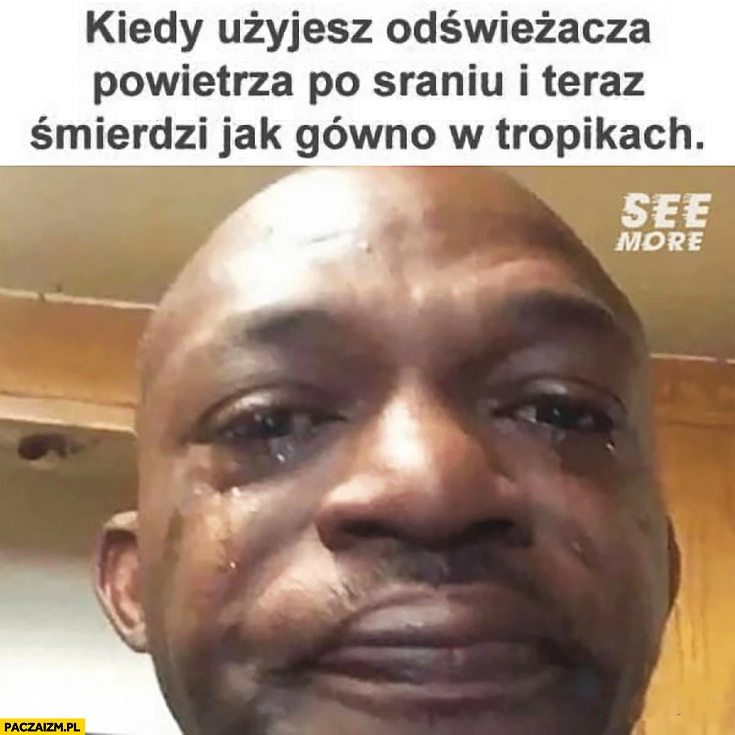 
    Kiedy użyjesz odświeżacza powietrza po sraniu i teraz śmierdzi jak gówno w tropikach