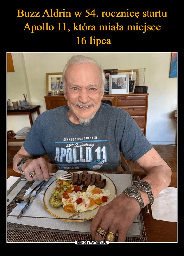 
    Buzz Aldrin w 54. rocznicę startu Apollo 11, która miała miejsce
 16 lipca