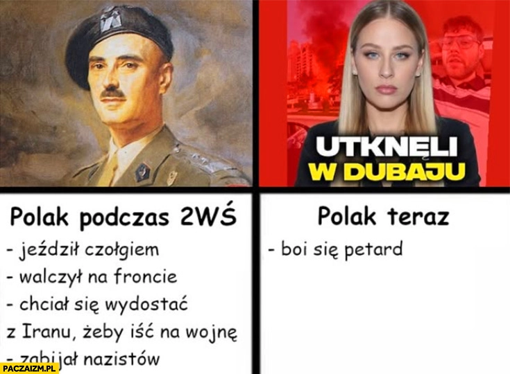 Polak podczas 2 WŚ vs Polak teraz boi się petard utknęli w Dubaju
