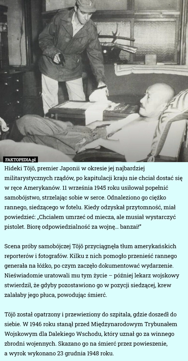 
    Hideki Tōjō, premier Japonii w okresie jej najbardziej militarystycznych...