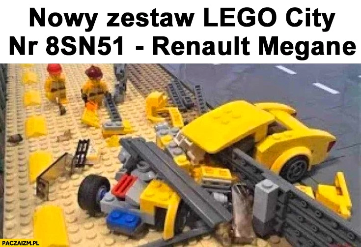 
    Nowy zestaw LEGO city nr 8SN51 Renault Megane rozbite Patryk Peretti