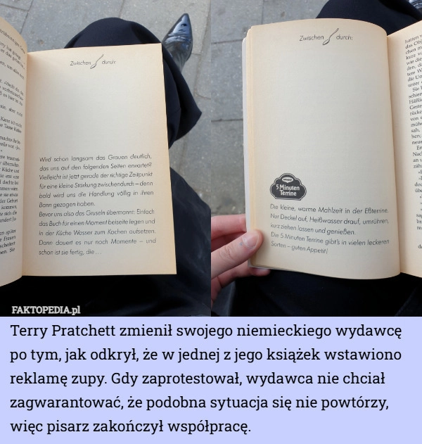 
    Terry Pratchett zmienił swojego niemieckiego wydawcę po tym, jak odkrył...