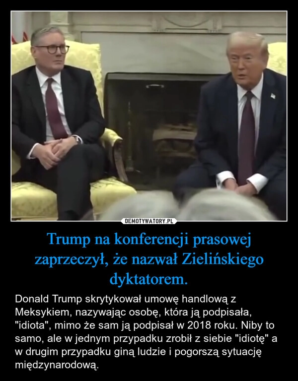 
    Trump na konferencji prasowej zaprzeczył, że nazwał Zielińskiego dyktatorem.