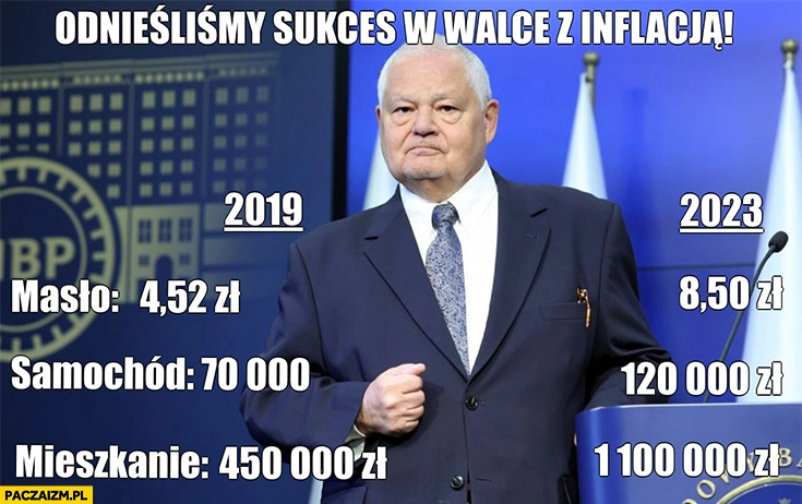 
    Glapiński odnieśliśmy sukces w walce z inflacją porównanie cen 2019 2023 masło samochód mieszkanie